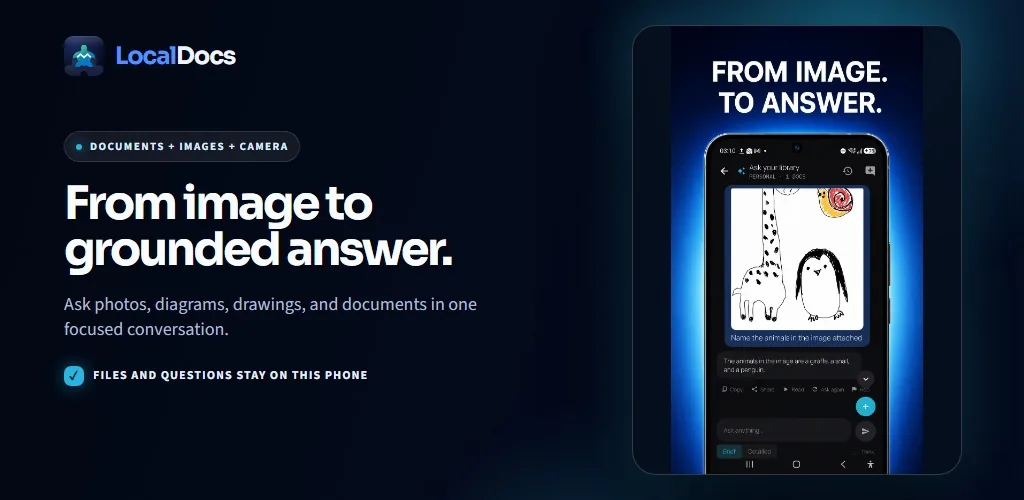 Ask about an image — LocalDocs reads photos and drawings, not just text