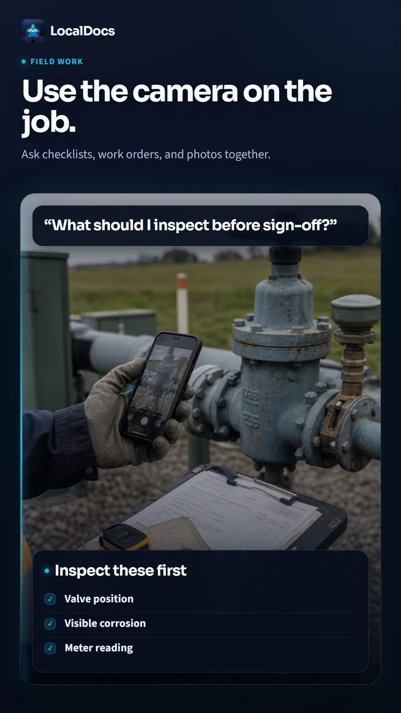 Get answers from manuals on-site, fully offline